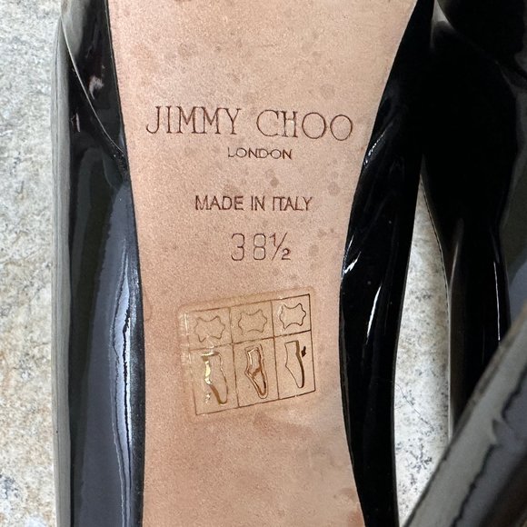 Auth. Jimmy Choo Cosmic Pump Black Patent Leather Platfrom High Heel 38 1/2 - Picture 11 of 15
